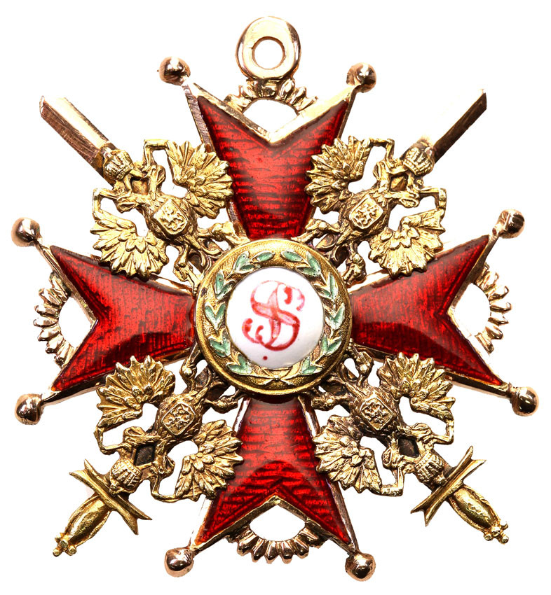 Rosja. Rosja Order Świętego Stanisława z mieczami III klasa, złoto